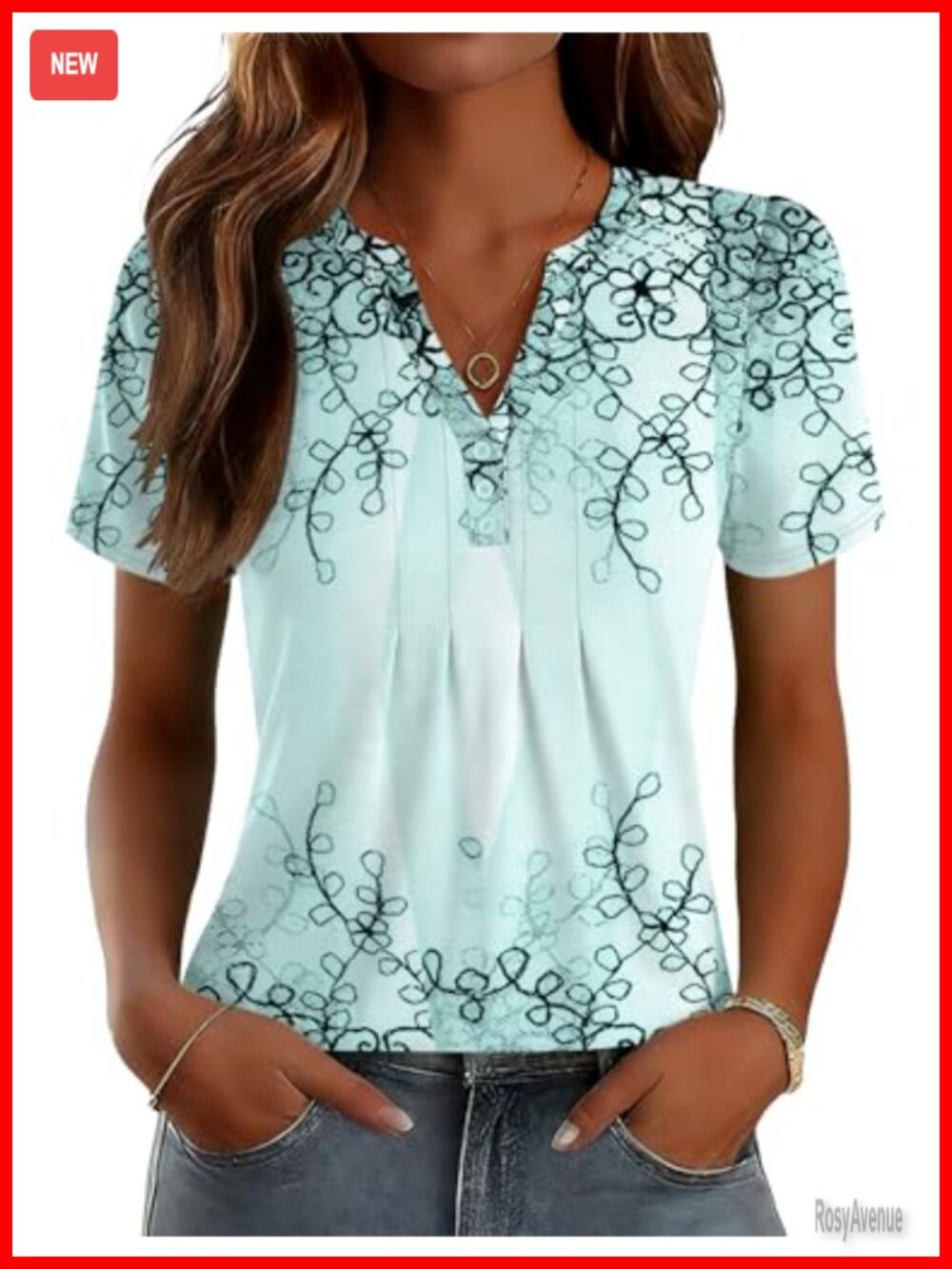 Womens Pleated V Neck Short Sleeve Button Down Tunic Top Loose Fit